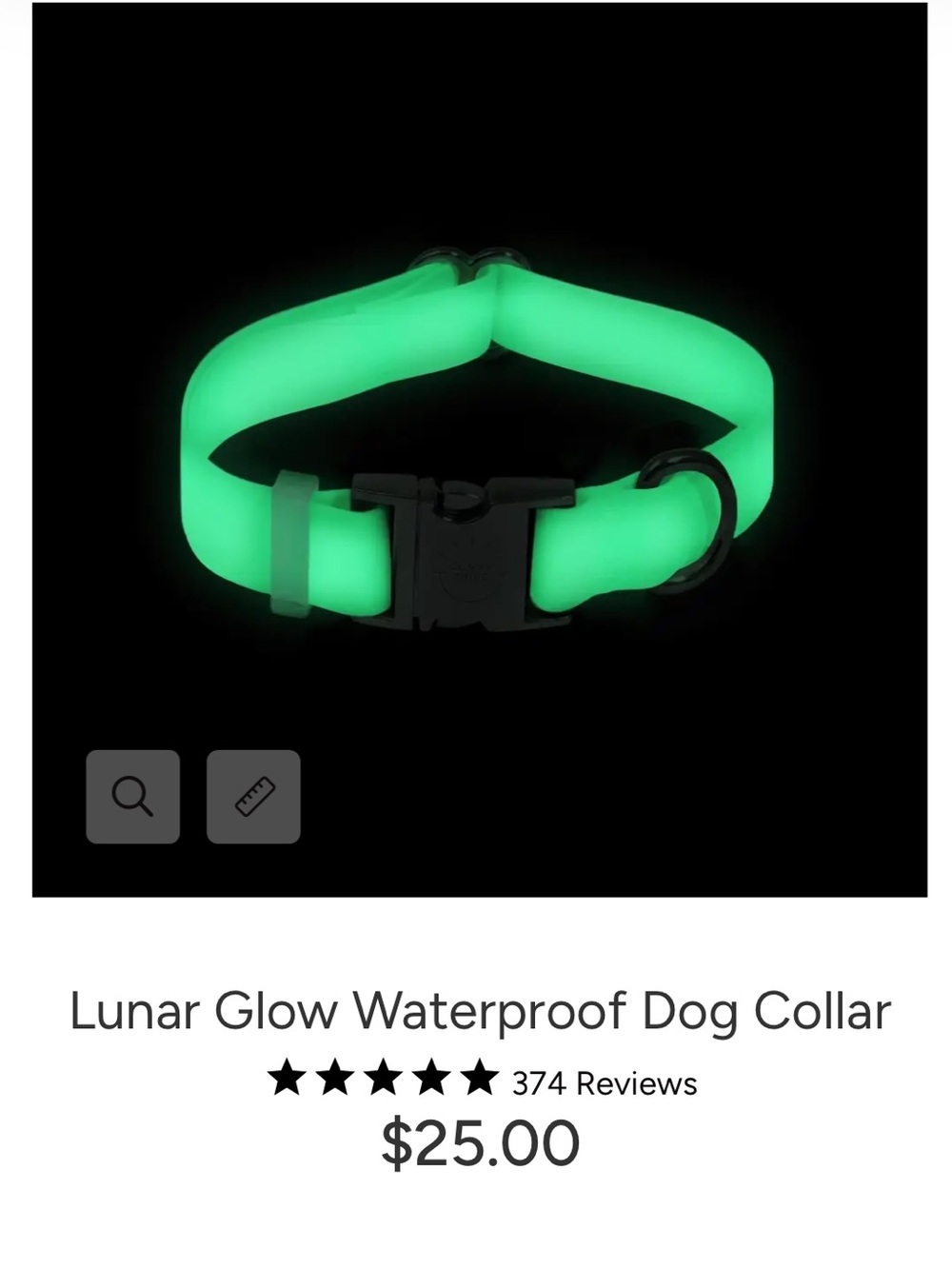 NWT Sunny Tails Lunar Glow Waterproof Dog Collar - Large